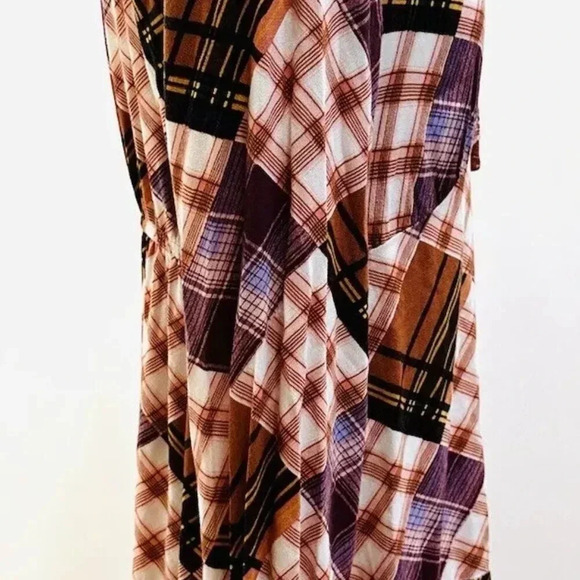 NWT SO GOODS FOR LIFE Junior Long Sleeve Pullover Plaid Brown V-Neck Dress Large - Picture 8 of 12